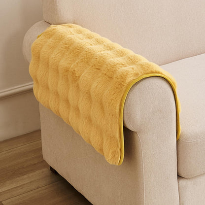 'FurHug' Premium Faux Rabbit Fur Sofa Seat Mats, Honey Yellow