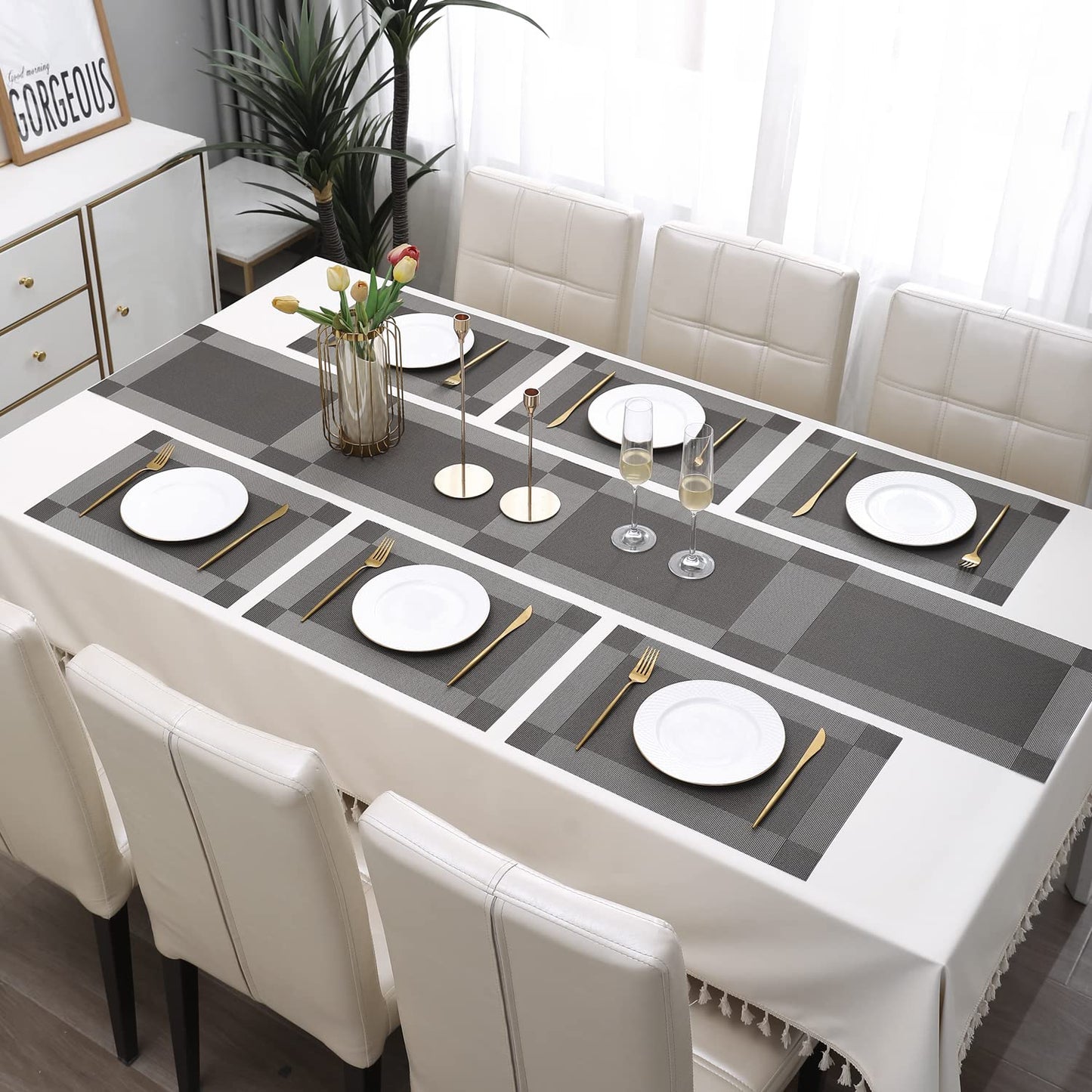 PVC Dining Table Mats, Dark Grey