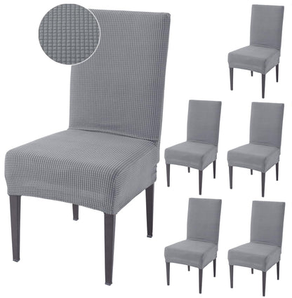 200 GSM Jacquard Set of 1/2/4/6 Dining Chair Cover, Light Grey