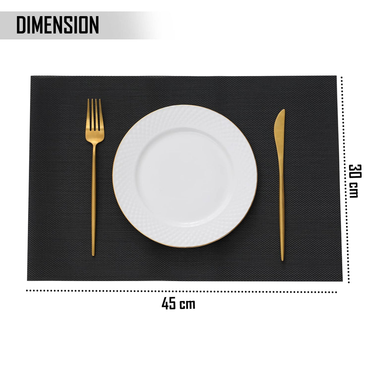 PVC Dining Table Mats, Jet Black