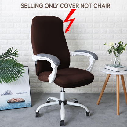 HOKIPO 140gsm Stretchable Office Chair Cover, Brown - Medium / Large