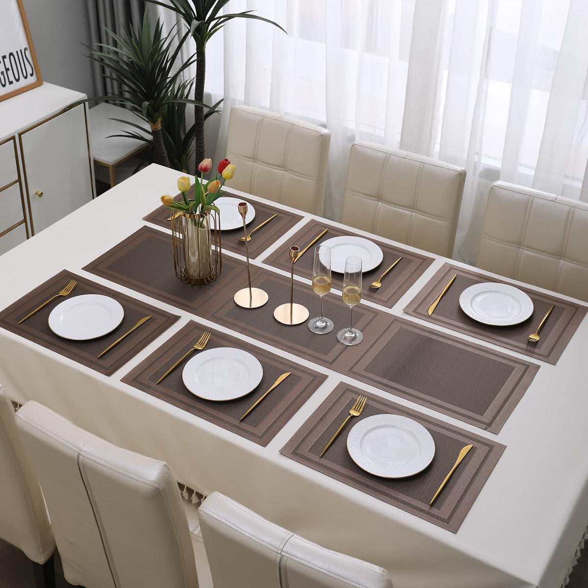 PVC Dining Table Mats, Copper Brown