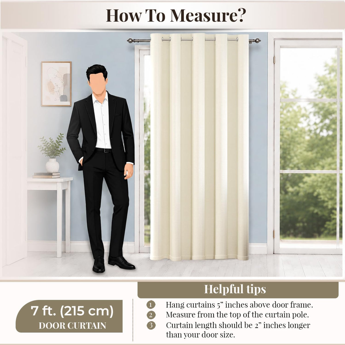 HOKIPO Atmosphere Dimout Curtains, 7 Feet Long - Ivory Cream - image 8