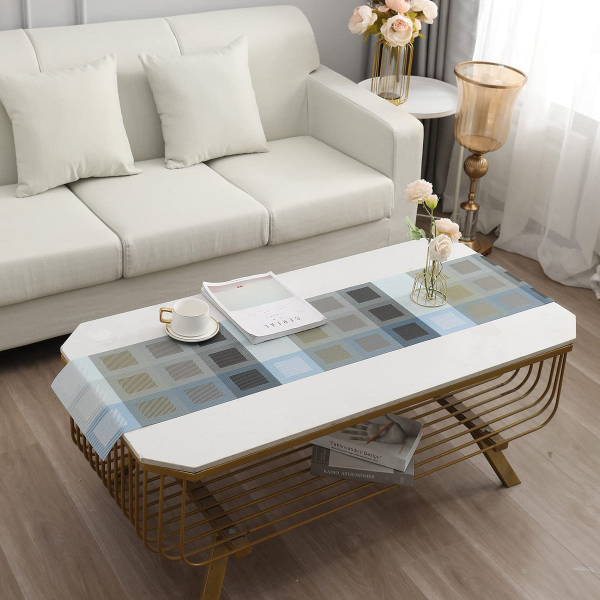Buy Gradient Blue Colour PVC Runner for Coffee & Center Table​ | HOKIPO