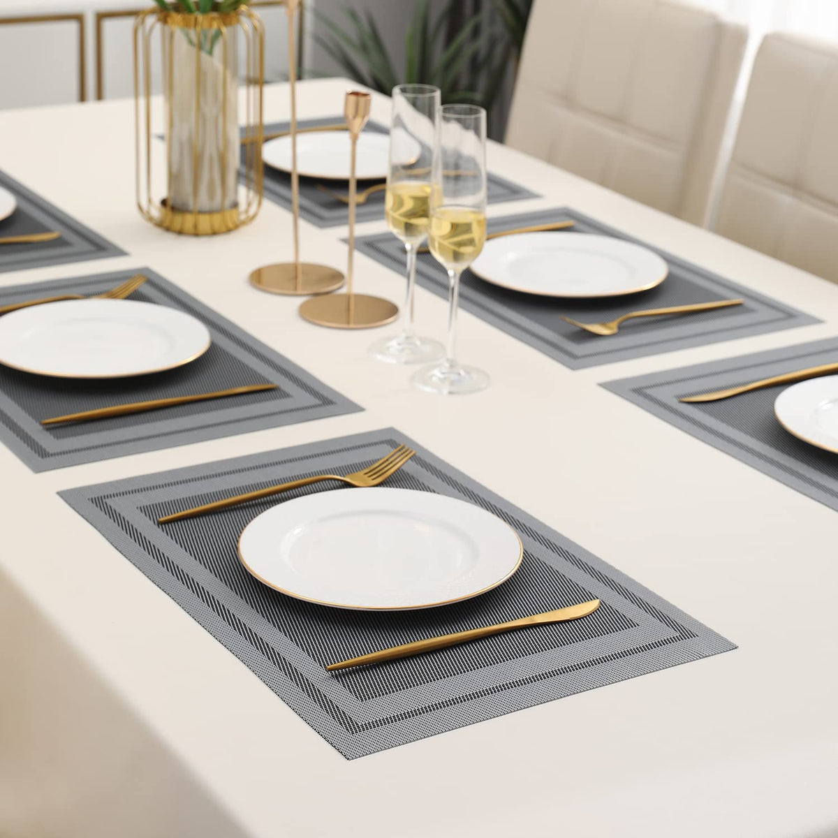 PVC Dining Table Mats, Grey
