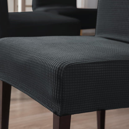 200 GSM Jacquard Set of 1/2/4/6 Dining Chair Cover, Dark Grey
