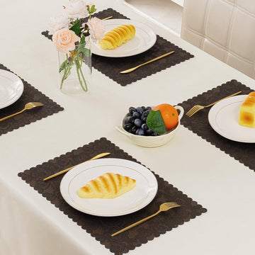 Florista Blush Royal Luxe Faux Leather Mats for Dining Table - Irish Coffee