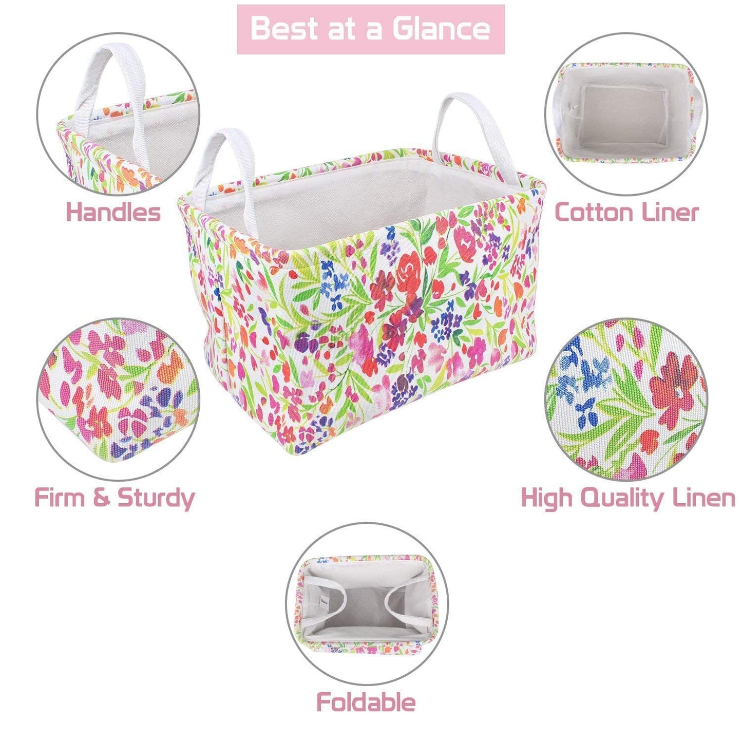 Eco-Friendly Foldable Storage Basket Bins Organizer, Medium - Pack of 2