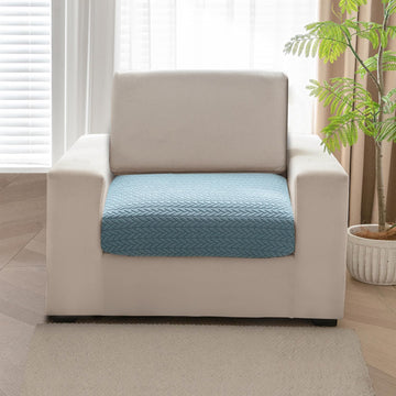 Stretchable Thick Jacquard Textured Seat Couch Cushion Cover for 1/2/3 Seaters, Carolina Blue