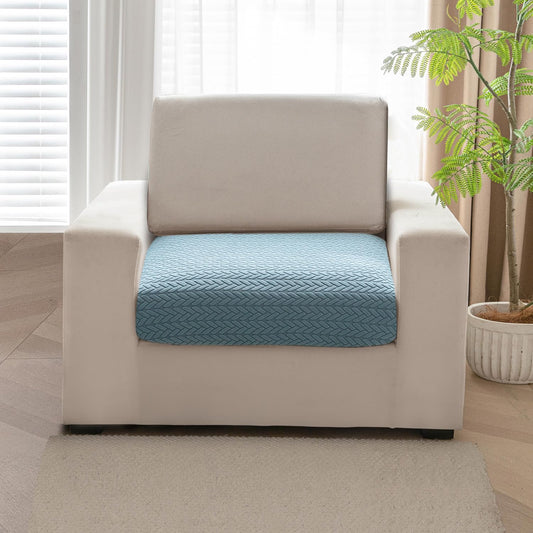 Stretchable Thick Jacquard Textured Seat Couch Cushion Cover for 1/2/3 Seaters, Carolina Blue