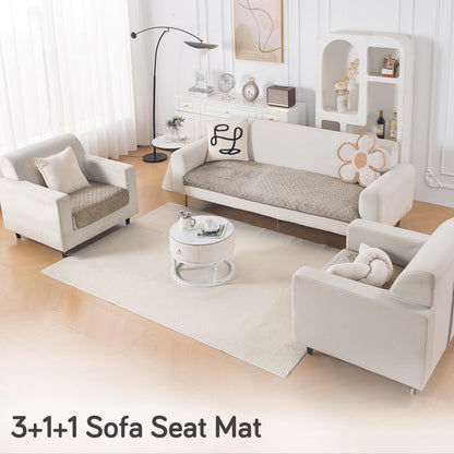 Premium Velvety Quilted Softline 5-Seater Sofa Cover (3+1+1), Latte Brown