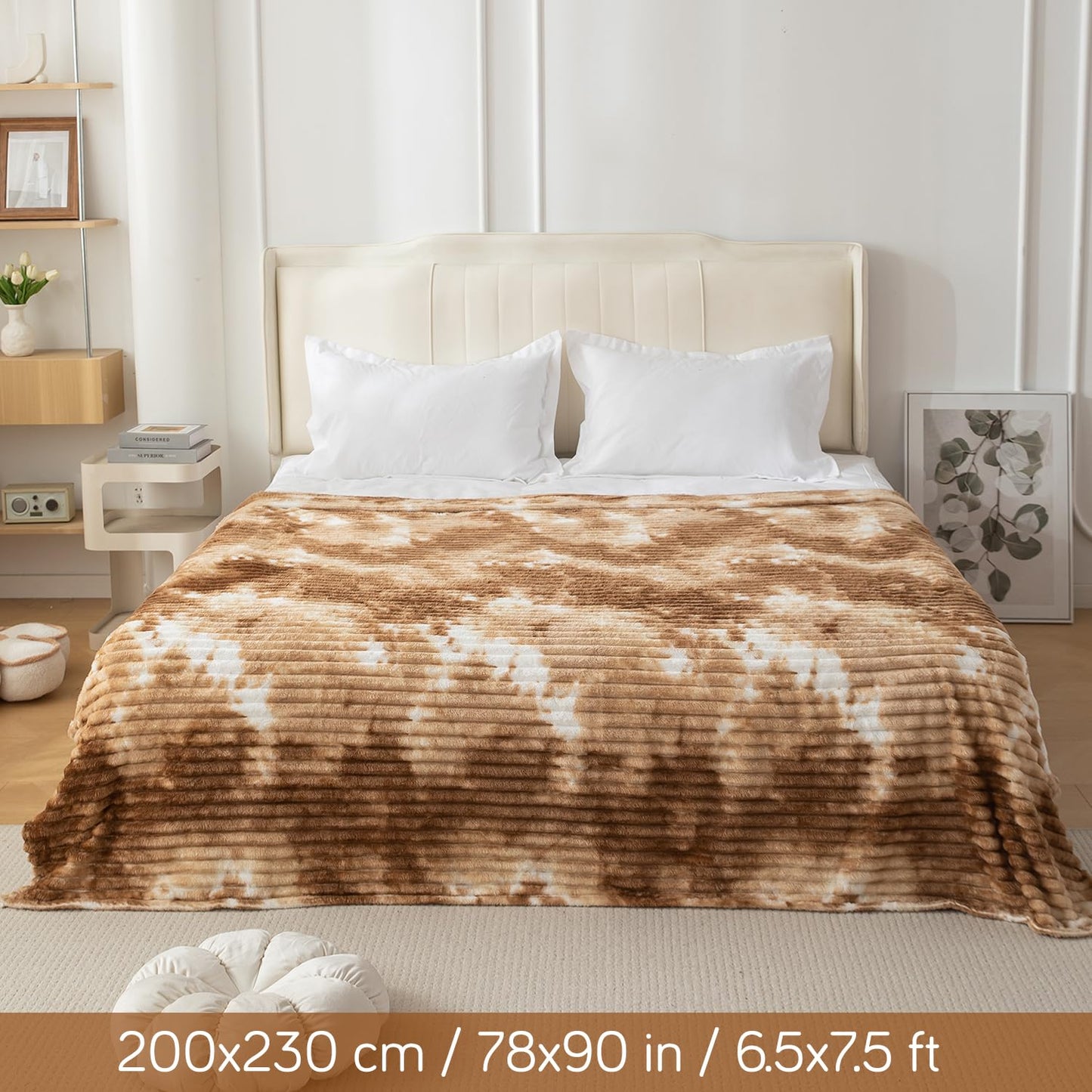 HOKIPO Gradient AC Blanket Double Bed Queen, 200x230 cm / 6.5x7.5 feet, Beige