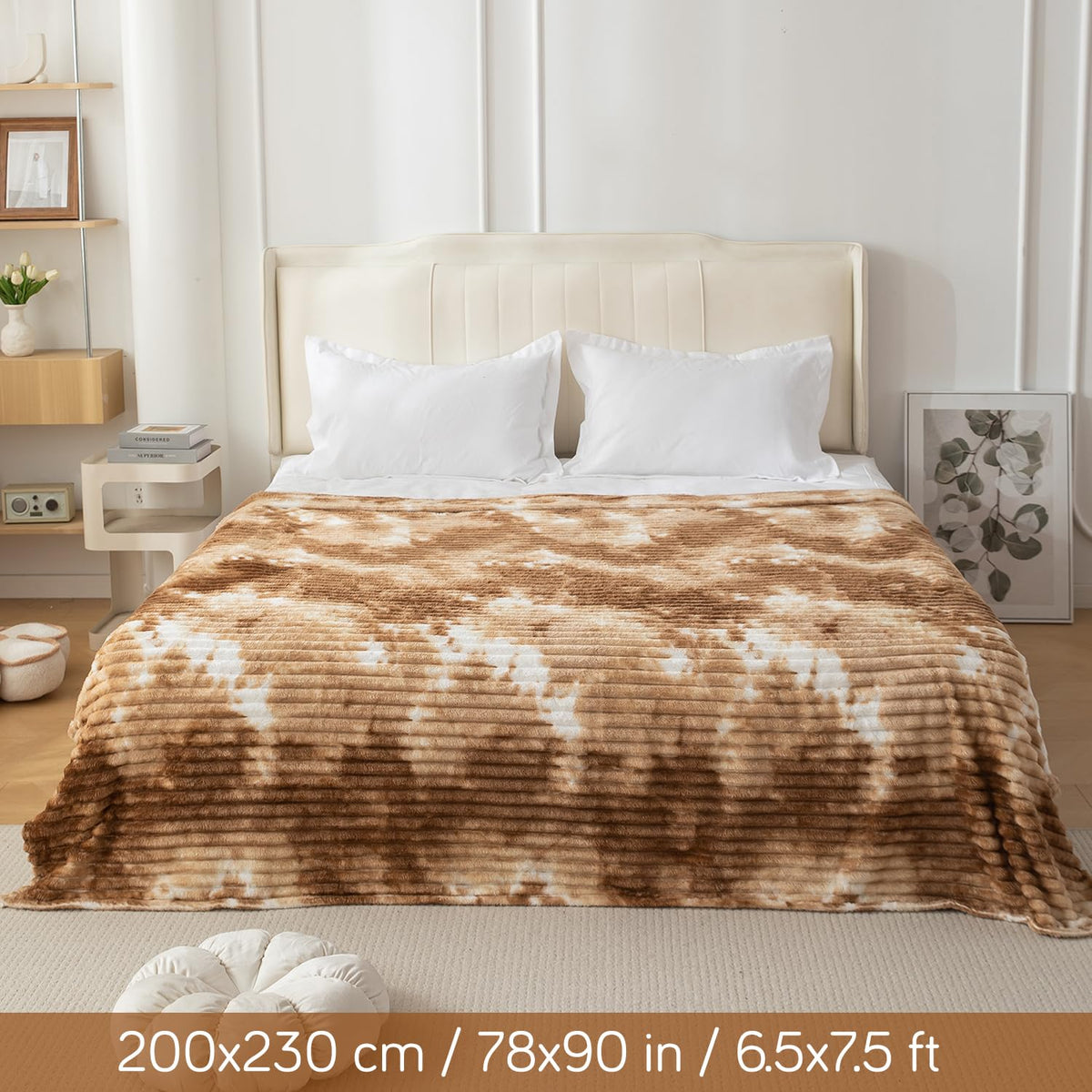 Beige Gradient Soft AC blanket queen size 200x230 cm double bed soft fleece blanket | HOKIPO