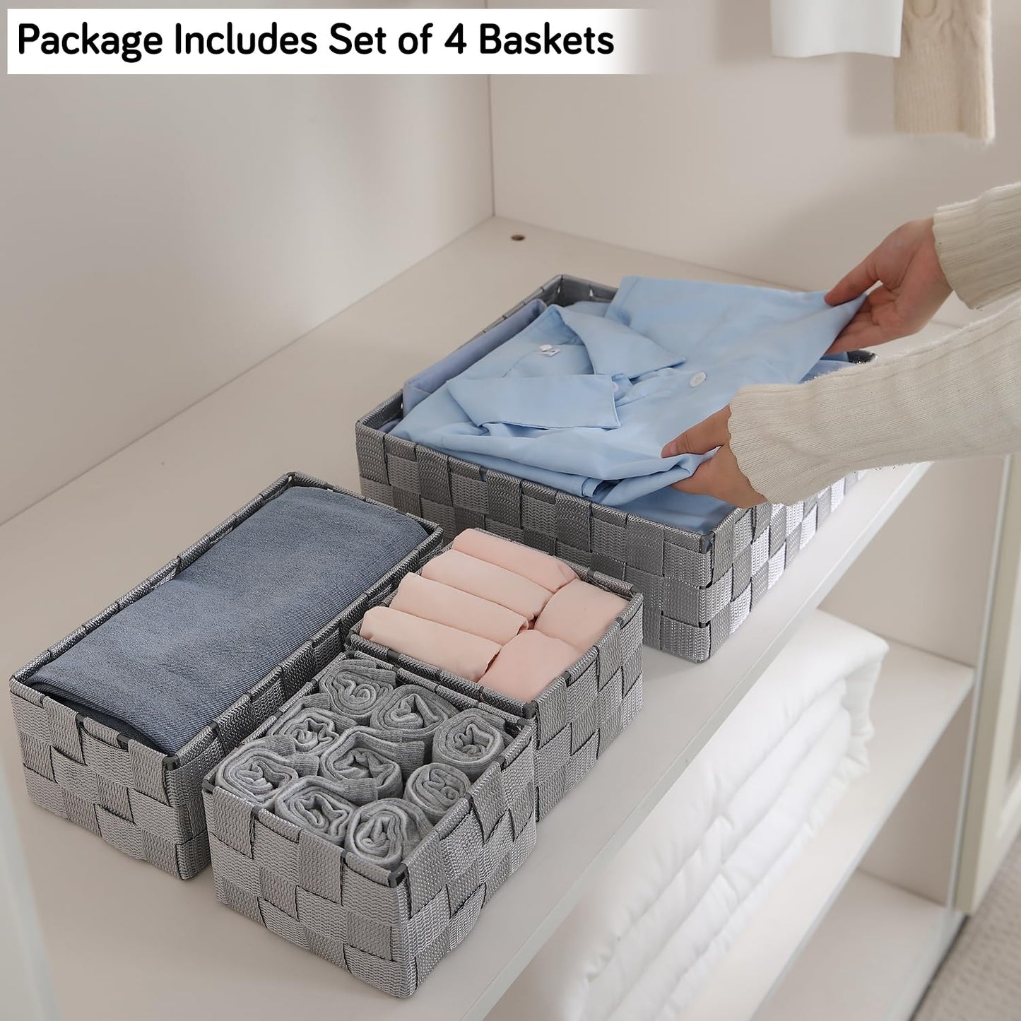 Nylon Storage Basket Desk Organizer, Grey