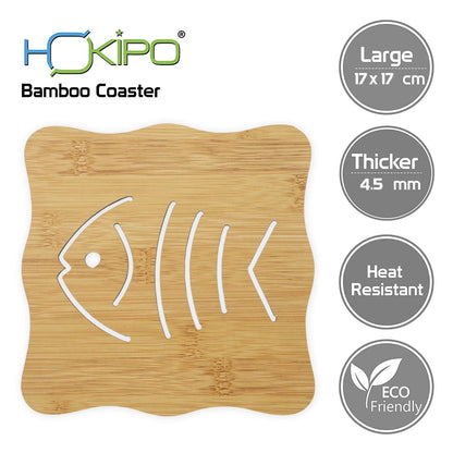 HOKIPO Eco-Friendly Bamboo Coasters for Dining Table Heat Pad for Kitchen - Pack of 2/4/6
