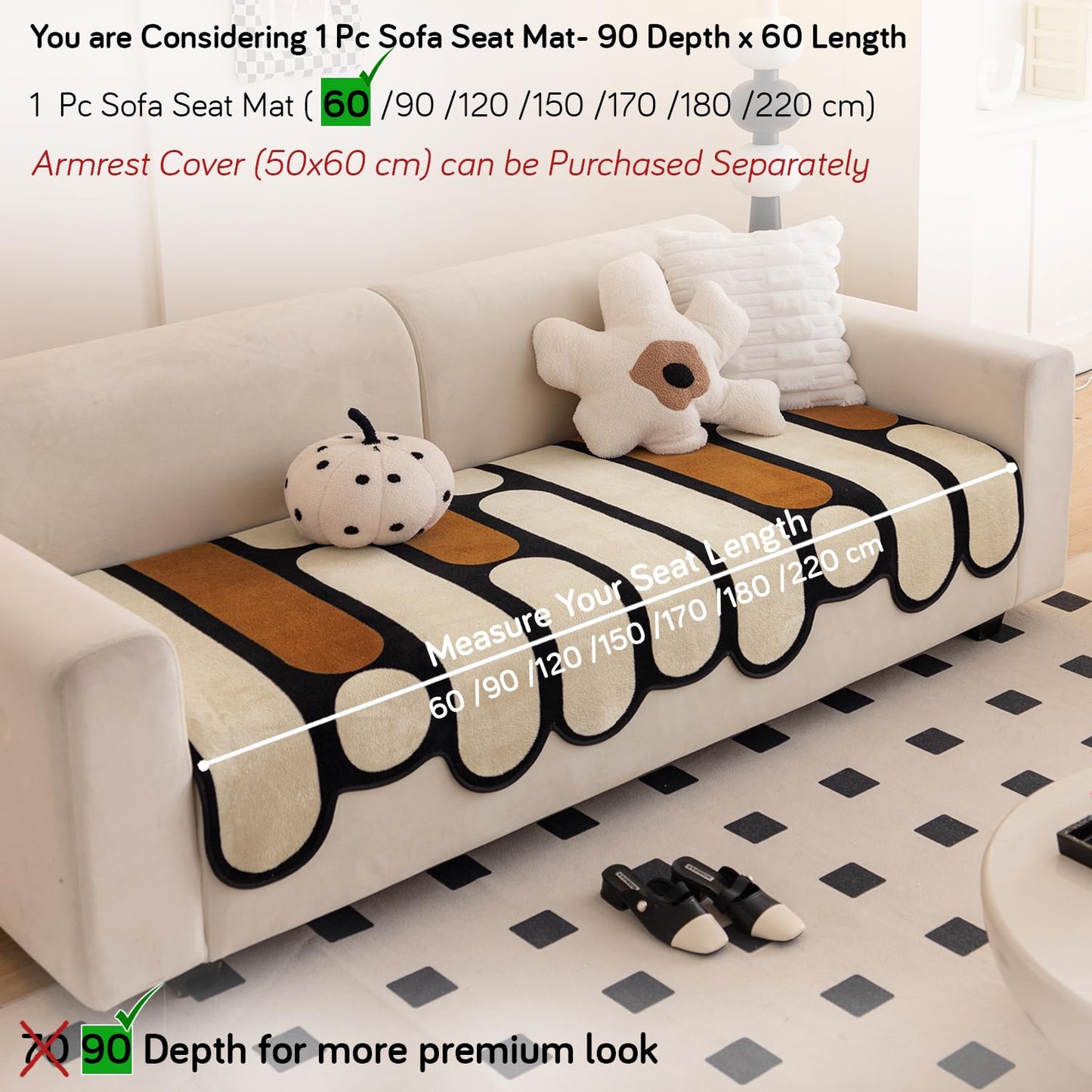 Moderna Curves All Season Sofa Cover Mat, Oyster Beige