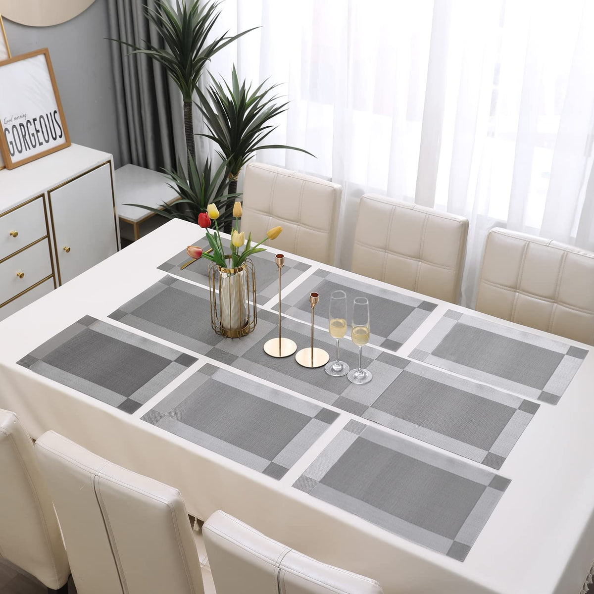 PVC Dining Table Mats, Grey