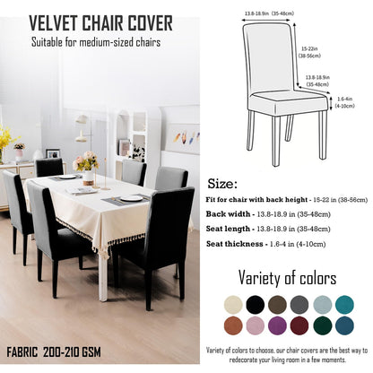 Elastic Stretchable Premium Velvet Dining Chair Cover, Black