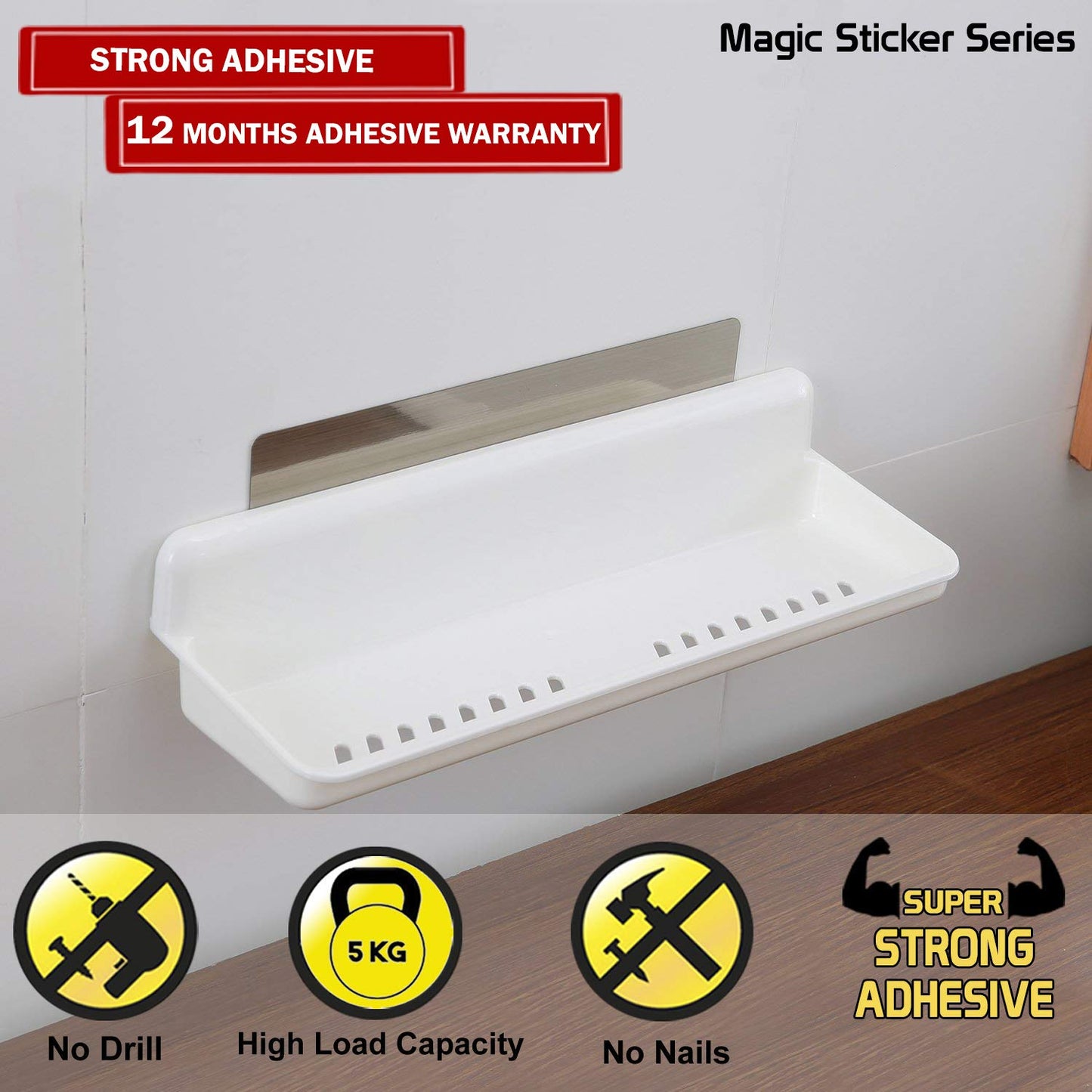 Magic Sticker Series No Drill Kitchen Bathroom Shelf