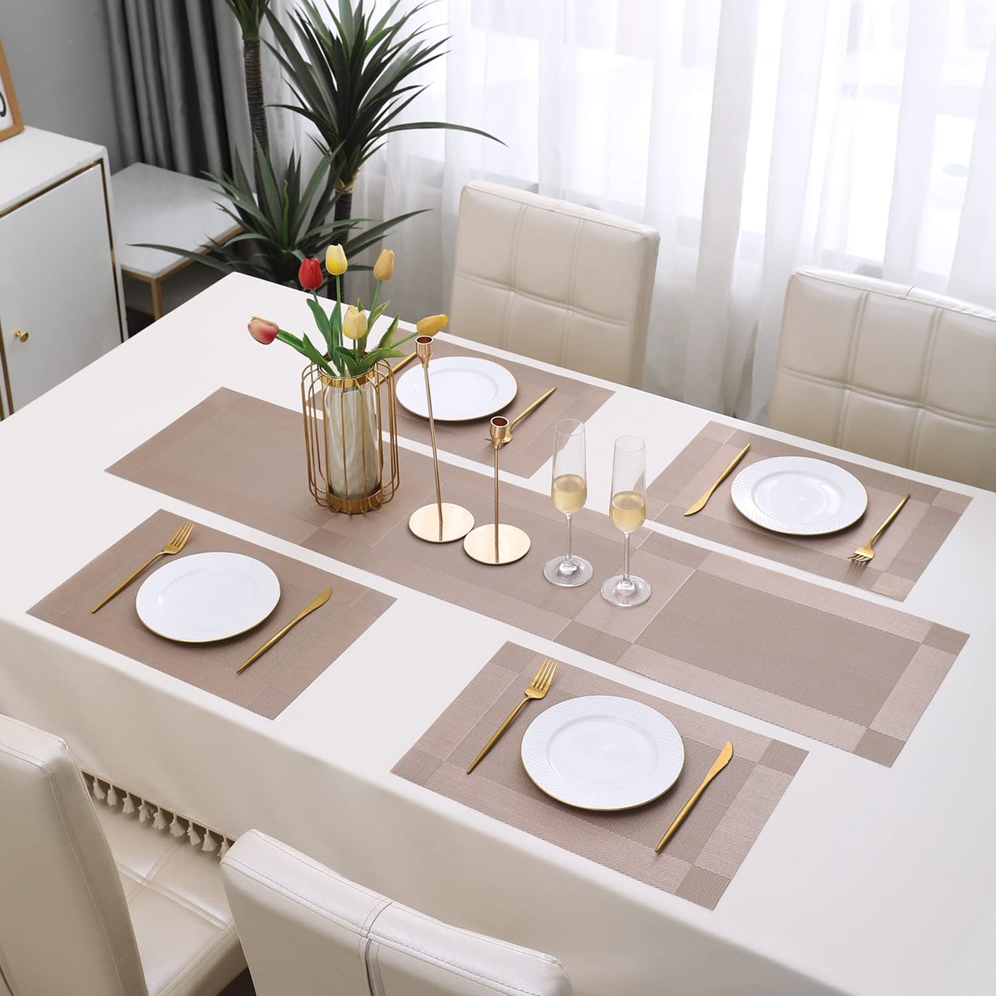 PVC Dining Table Mats, Copper Brown