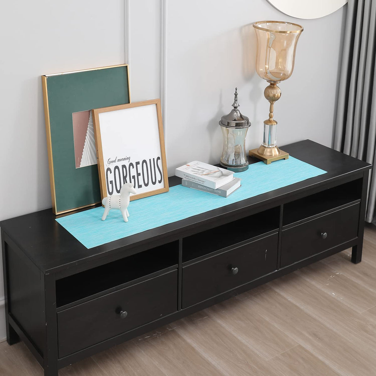 Buy Blue Colour PVC Runner for Side Tables | HOKIPO