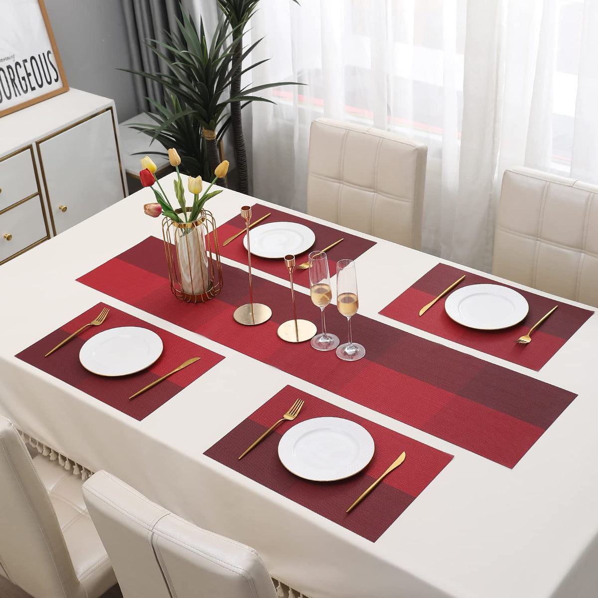 PVC Dining Table Mats, Red