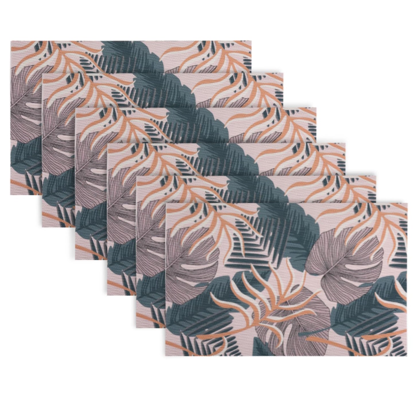 Artistic Flora PVC Washable Mats for Dining Table - Monstera Leaves
