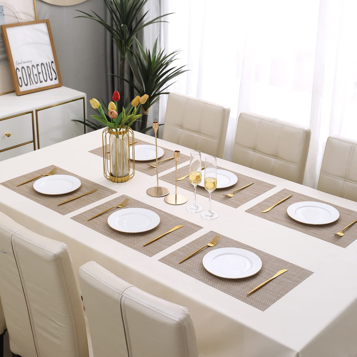 PVC Dining Table Mats, Beige