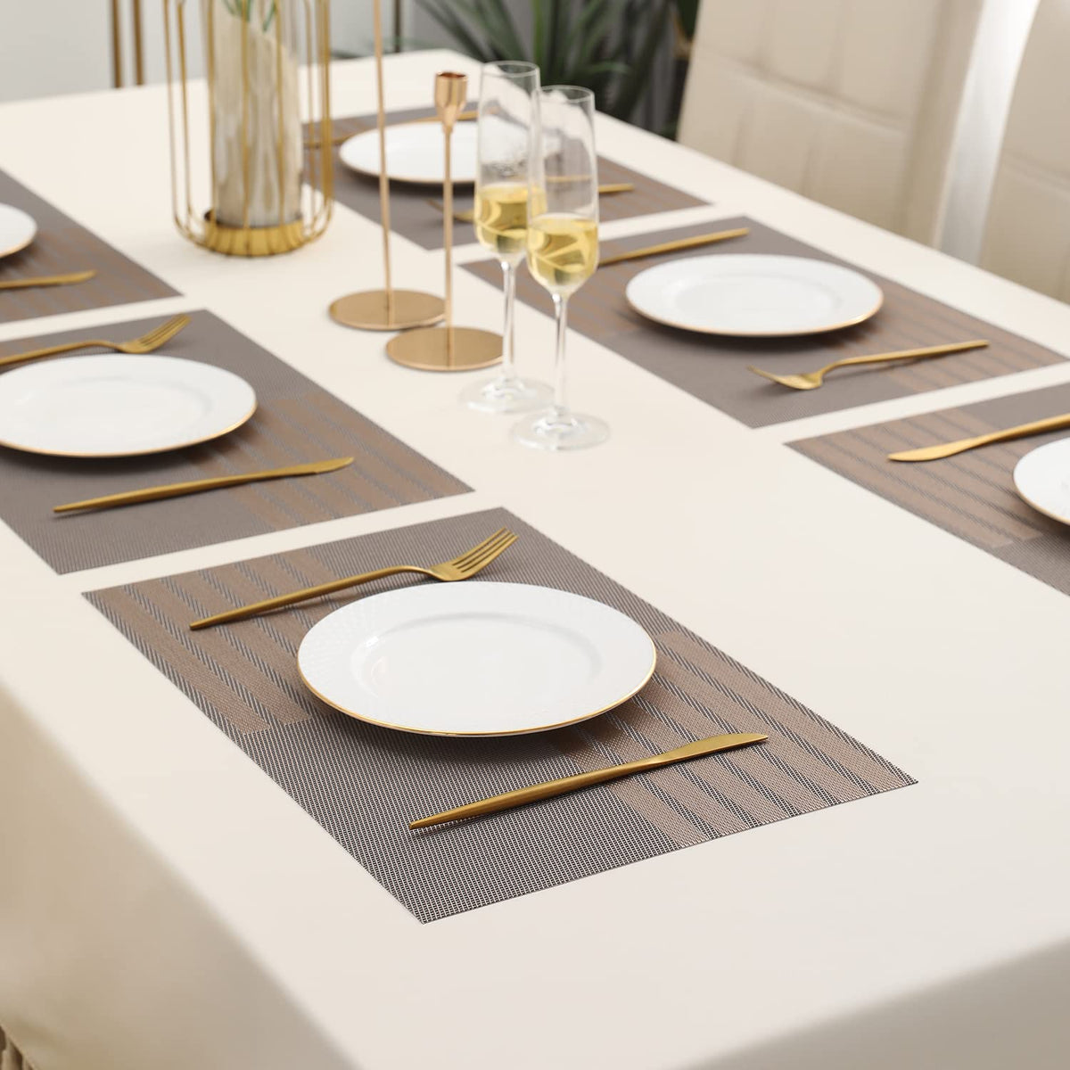 PVC Dining Table Mats, Light Brown