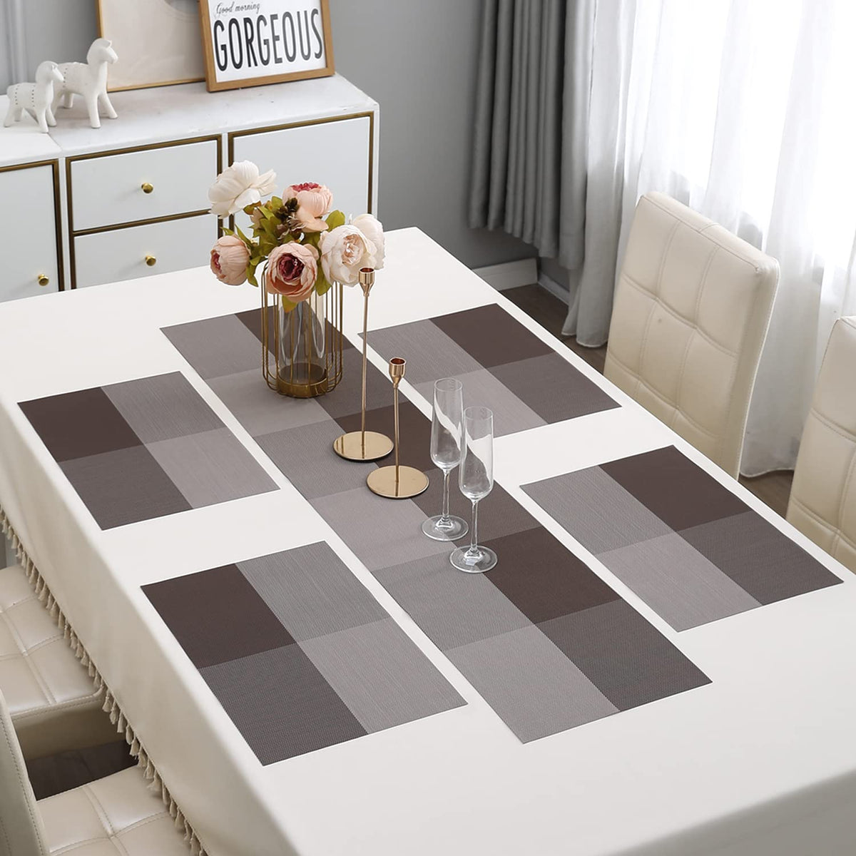 PVC Dining Table Mats, Brown