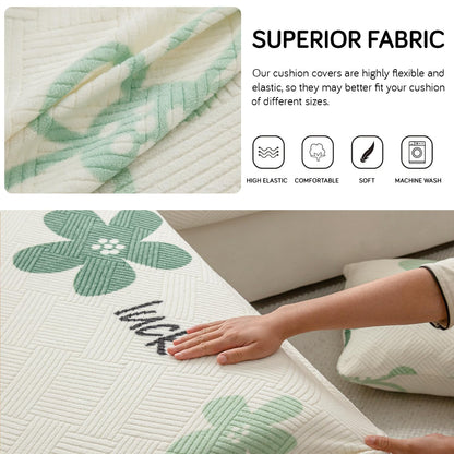 Stretchable Thick Fleece Textured Seat Couch Cushion Cover for 1/2/3 Seater, Celadon Green