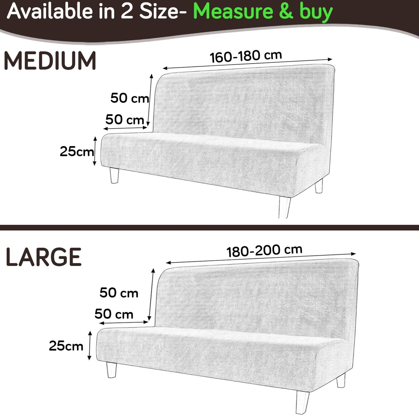 Luxurious Stretchable Spandex Jacquard Sofa-Cum-Bed Cover for Futon – Brown