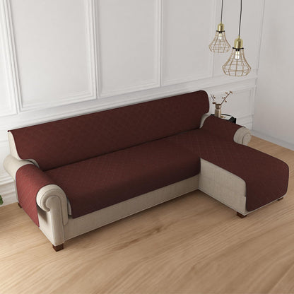 HOKIPO Quilted Reversible One Piece L Shape 4/5/6 Seater Sofa Cover Mat, Brown