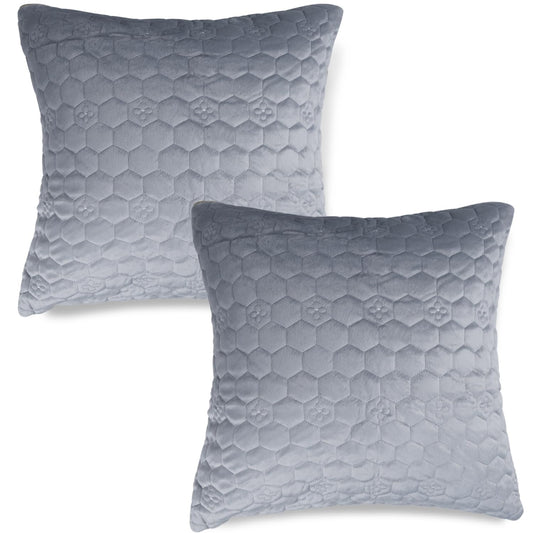 Buy Cute Light Grey colour Zippered Hexagonal Texture Velvet Pillow Covers