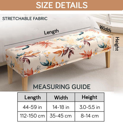 Premium Printed Velvet Elastic Dining Bench Cover, Amber Serene Flora
