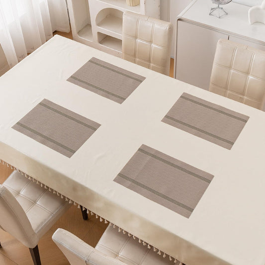 Chevron Stripes PVC Mats for Dining Table - Taupe Brown