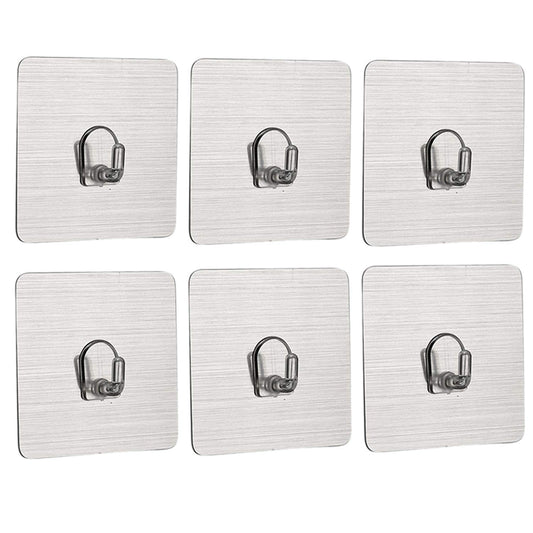 Magic Sticker Series Self Adhesive Hooks, Pack of 6/12 (Load Bearing Capacity of 3 KG Each Hook)
