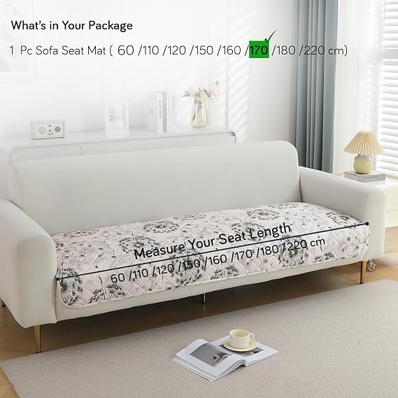 HOKIPO Quilted, Waterproof and Anti-Slip Sofa Cover Mat, Dandelion Anchor Grey