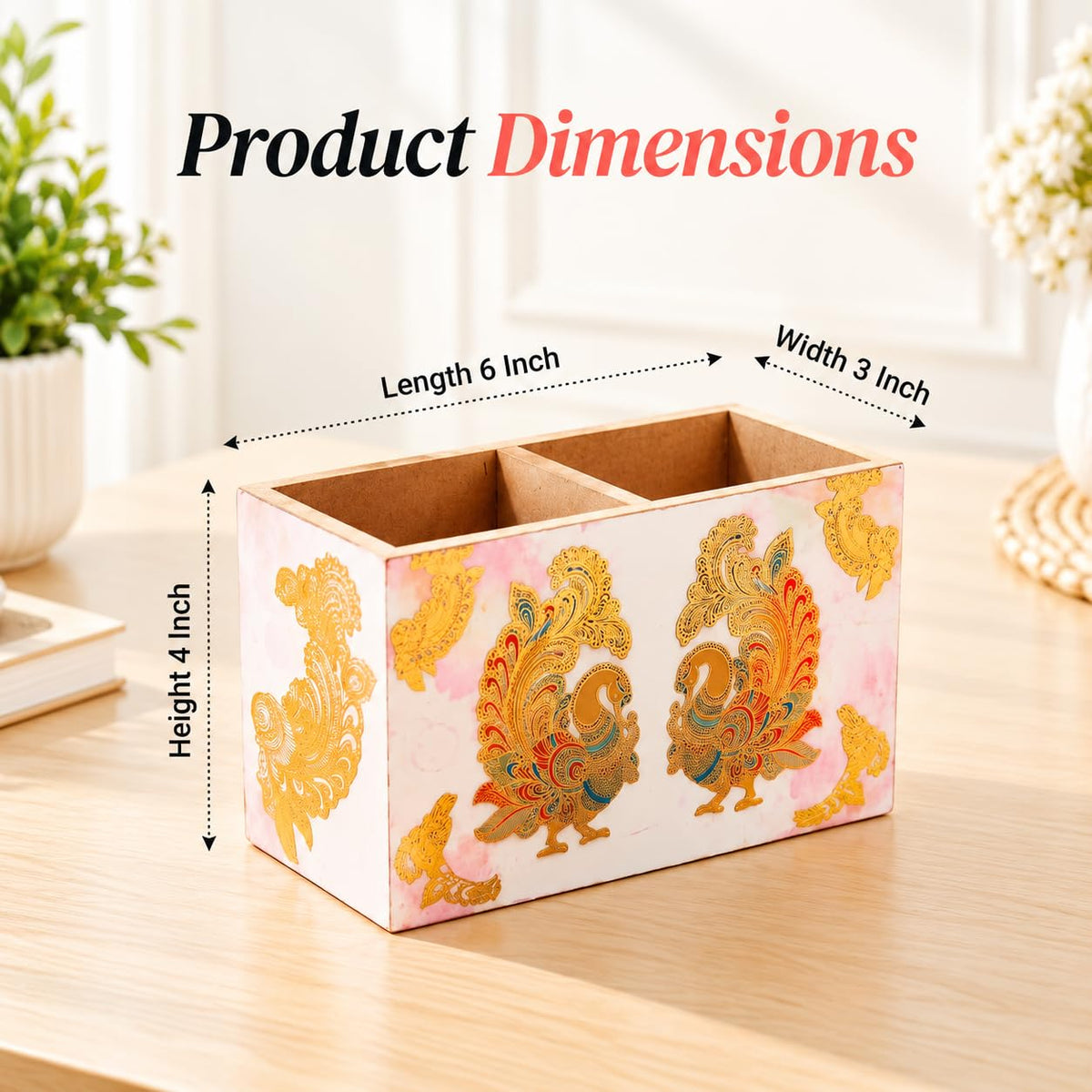 HOKIPO Cutlery Holder for Dining Table, Engineered Wood, Mayur Mahal - image 5