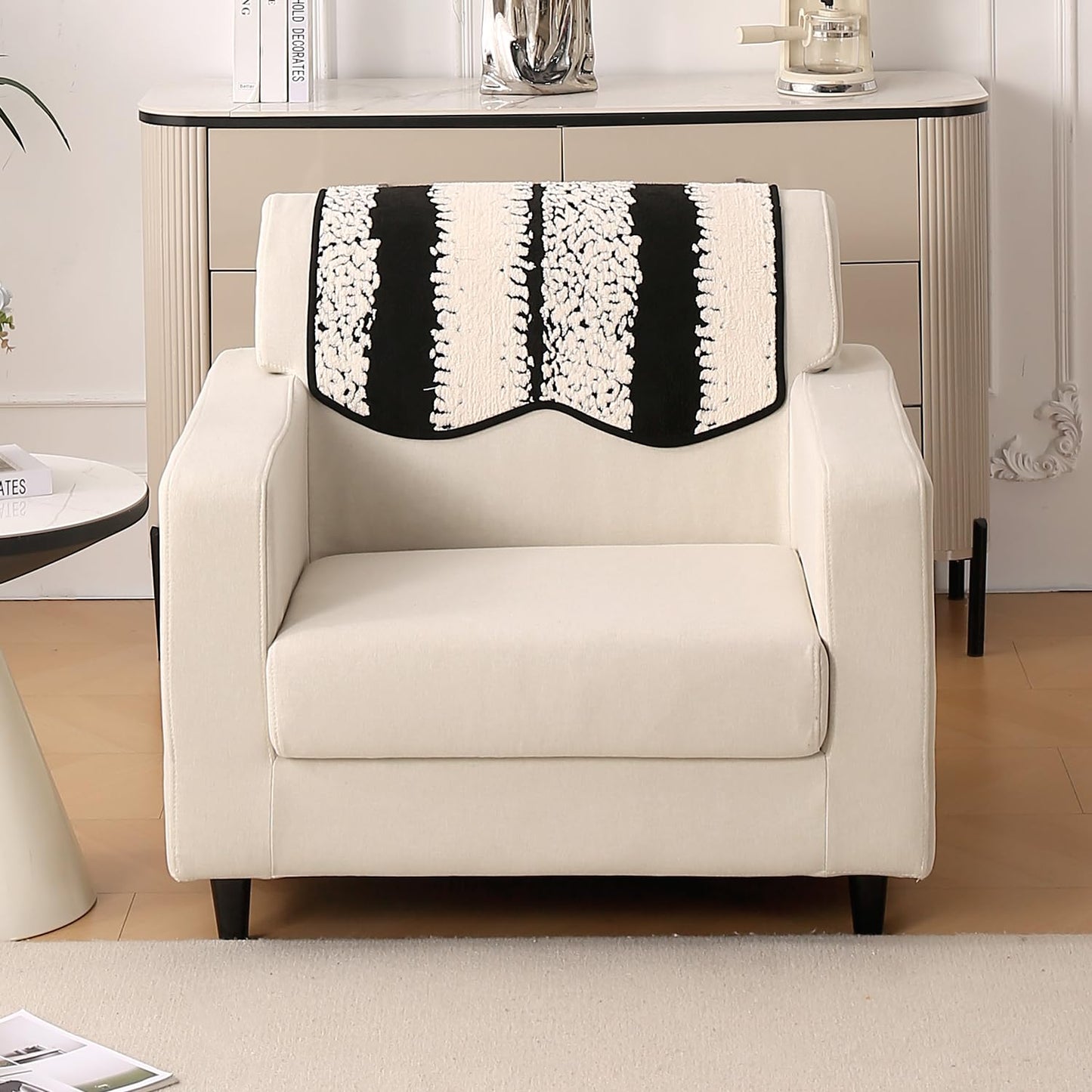 Luxury Wavy Anti Slip Plush Sofa Cover Mat, Black