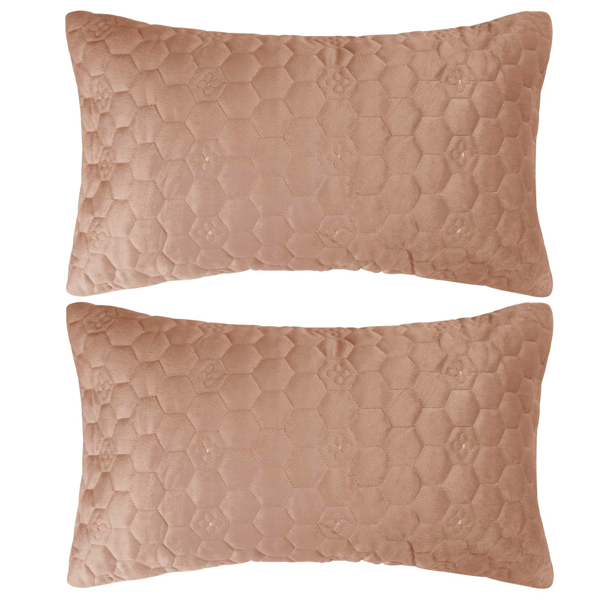 Buy Cute Light Brown colour Zippered Hexagonal Texture Velvet Cushion Covers