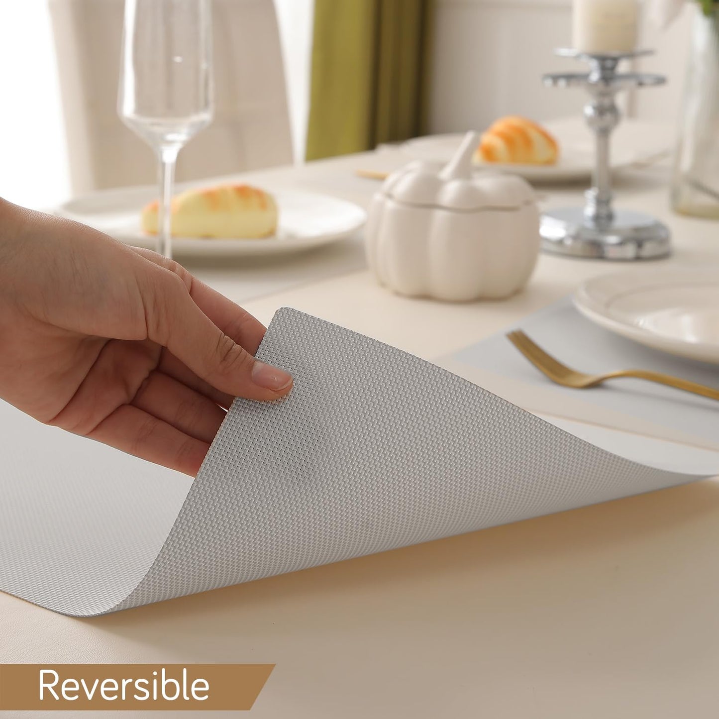 Buy Fog Grey reversible waterproof table mat | HOKIPO