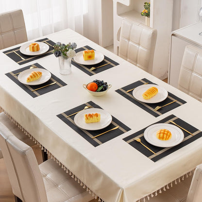 Chevron Stripes PVC Mats for Dining Table - Jet Black