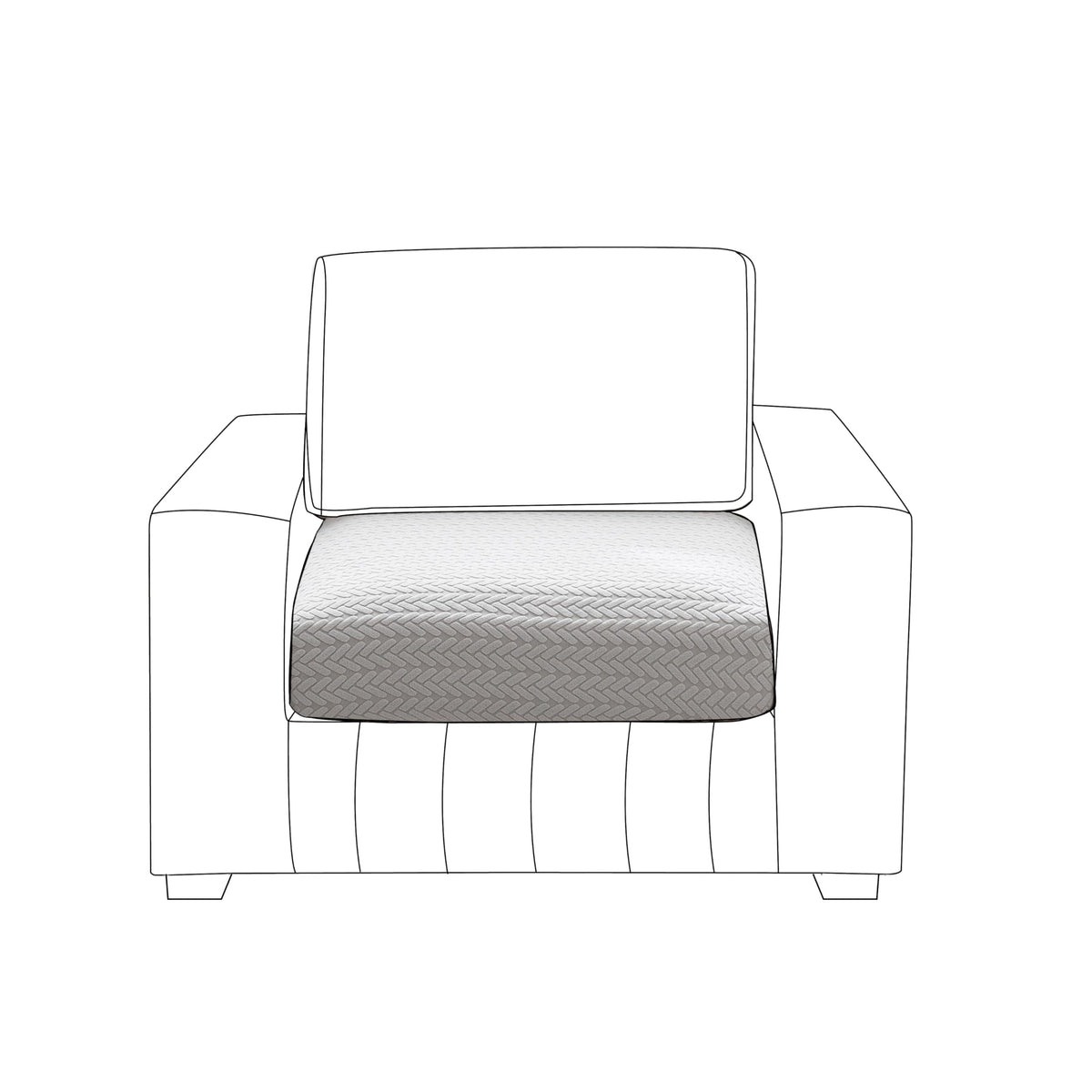 Stretchable Thick Jacquard Textured Seat Couch Cushion Cover for 1/2/3 Seaters, Light Grey