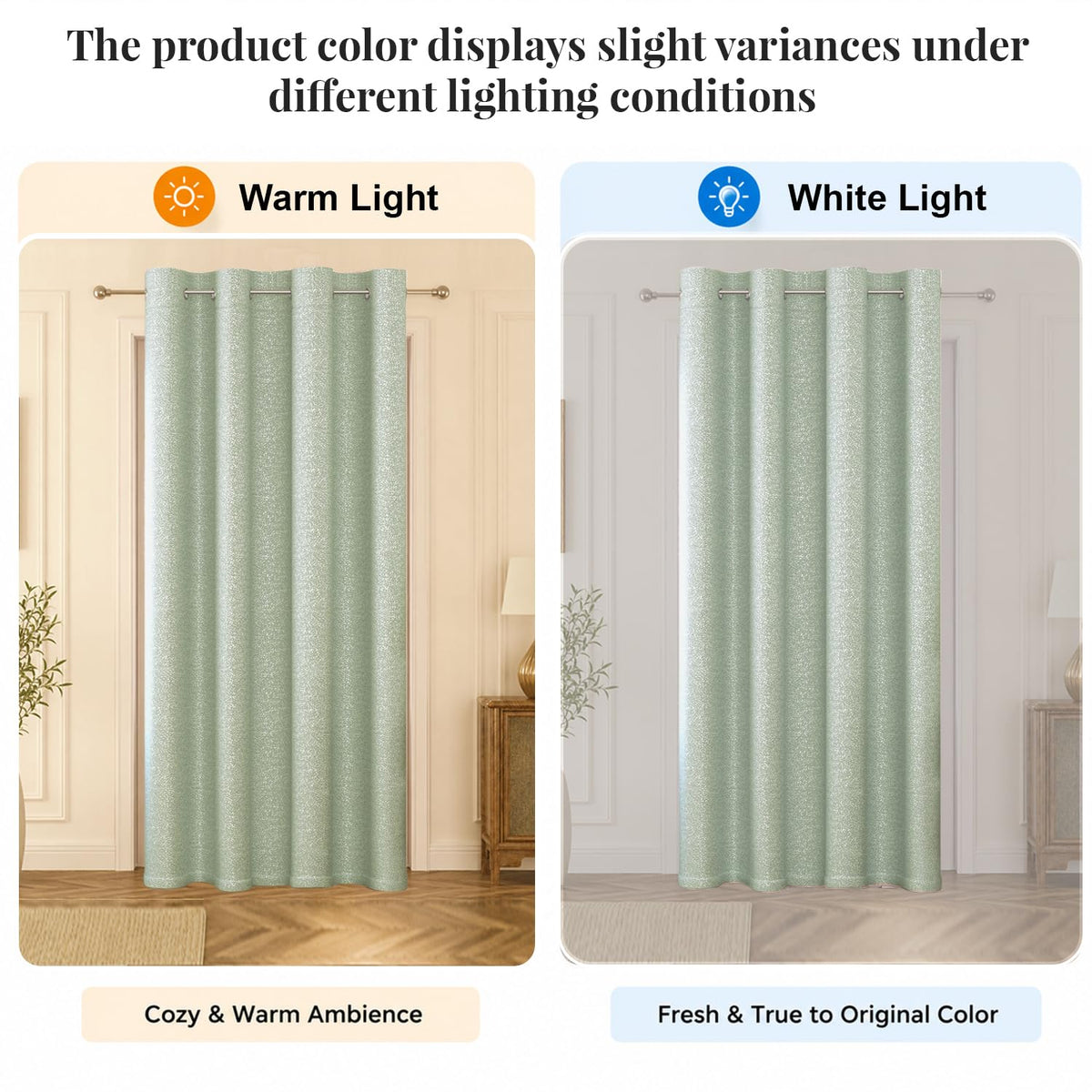 HOKIPO Eden Eyelet Curtains, 7 Feet Long - Sage Green - image 6