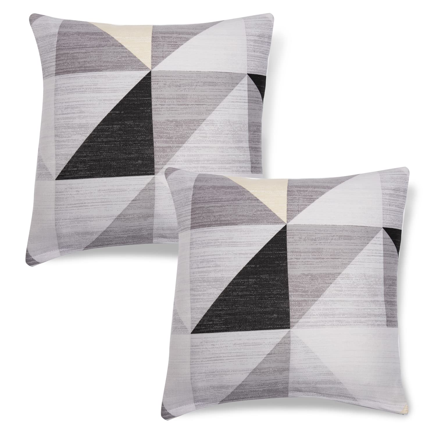 Elastic Stretchable Printed Sofa Cover and Cushion Cover, Black Grey Geometric