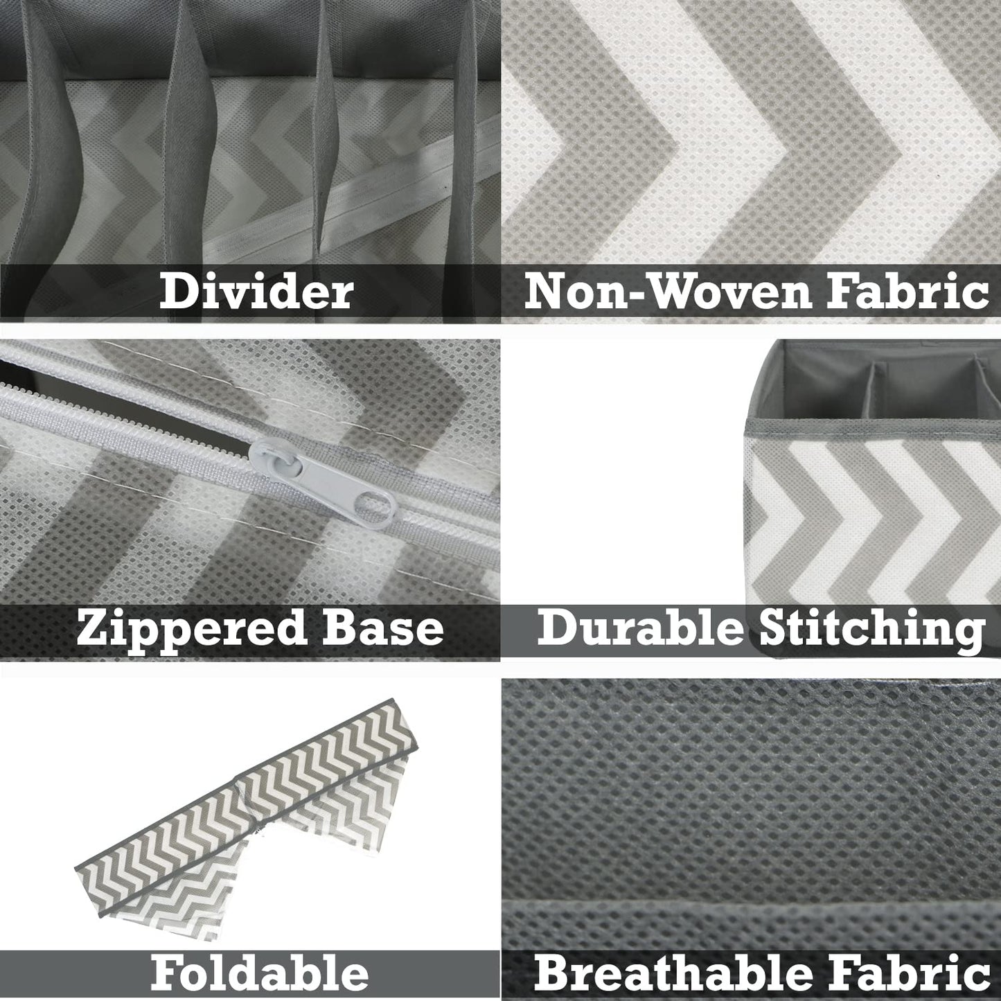 Non-Woven Undergarment Organizer Storage Box For Drawers Bra Panty Socks Tie Lingerie Wardrobe, 7 Grid*2 (Clothing, Grey)