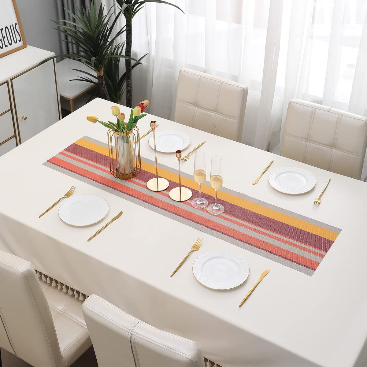 Buy Multicolour PVC Table Runner for 4 Seater Dining Table | HOKIPO