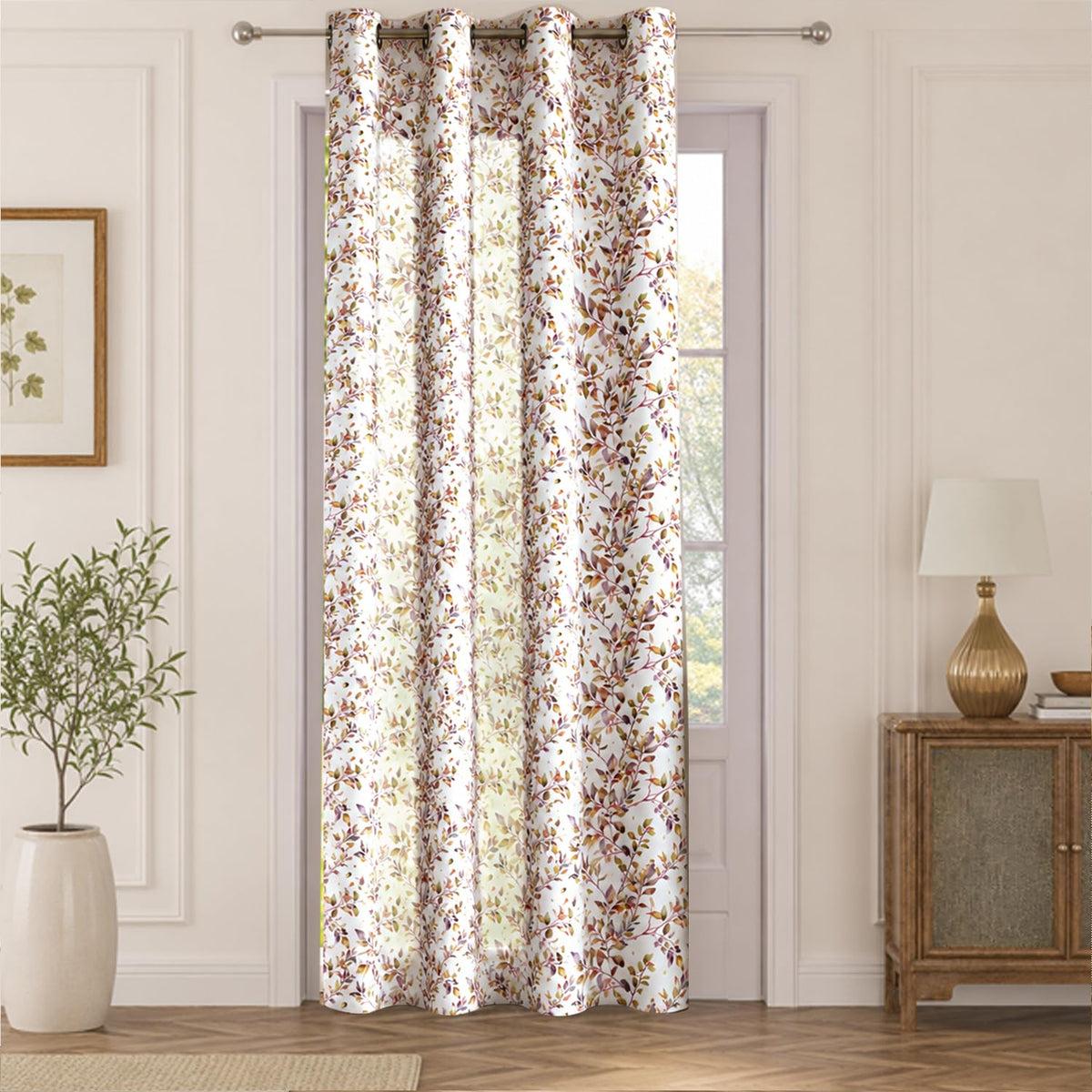 HOKIPO Petal Mist Sheer Eyelet Curtains, 7 Feet Long - Rosy Trails - image 2