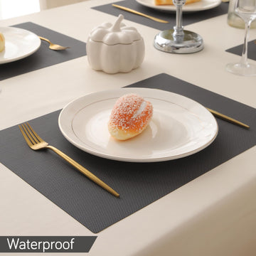 Buy charcoal black waterproof dining table mat | HOKIPO